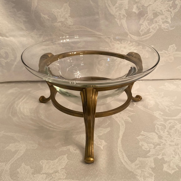 BRASS AND GLASS POTPOURRI HOLDER - Picture 1 of 5